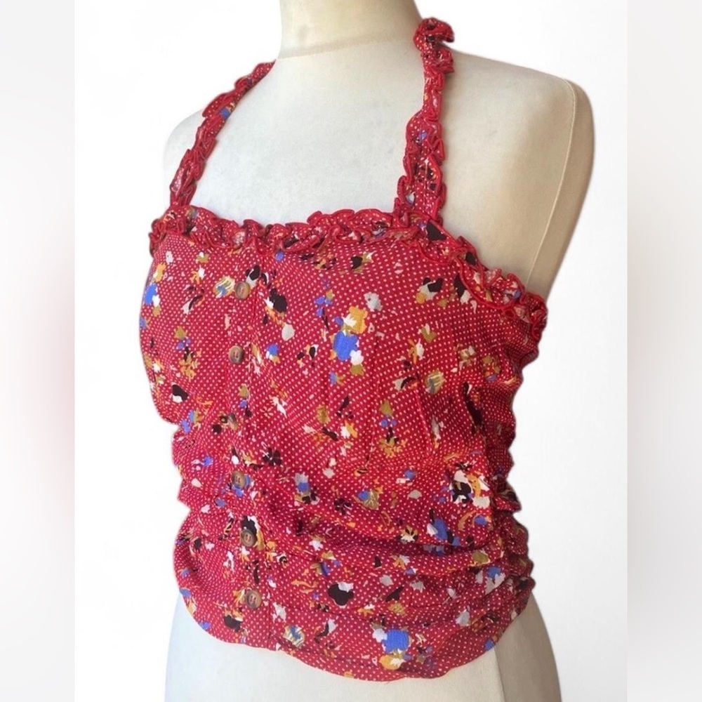 Free People Red Floral Halter Top - Picture 3 of 6